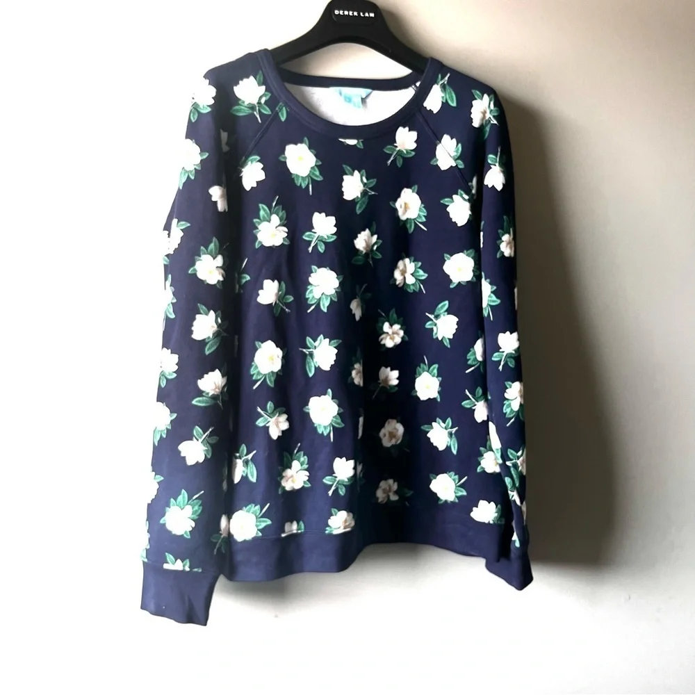 Draper James Natalie Magnolia Blue Floral Sweater Top